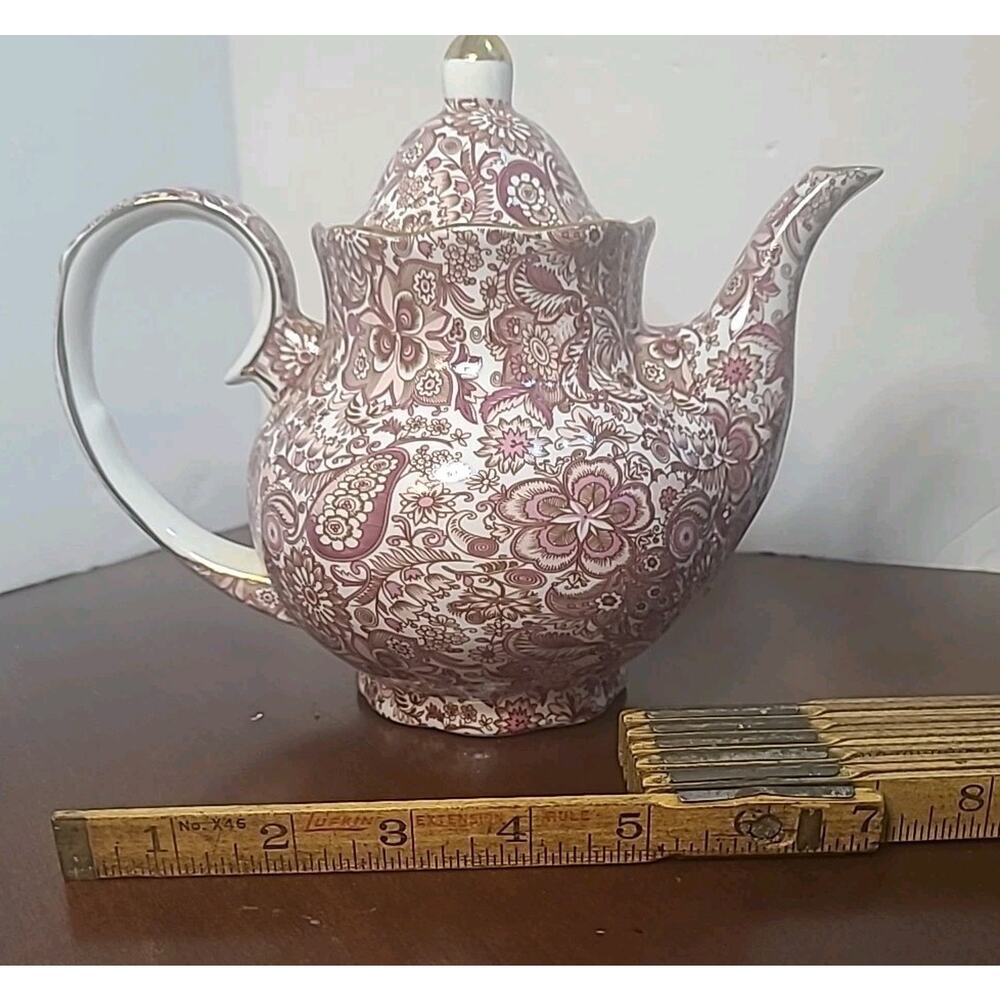 Antique Chintz Reflections Vintage Godinger Floral Porcelain Teapot DIY Decor - Picture 3 of 16